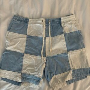 PACSUN Blue and white checkered volley shorts size large